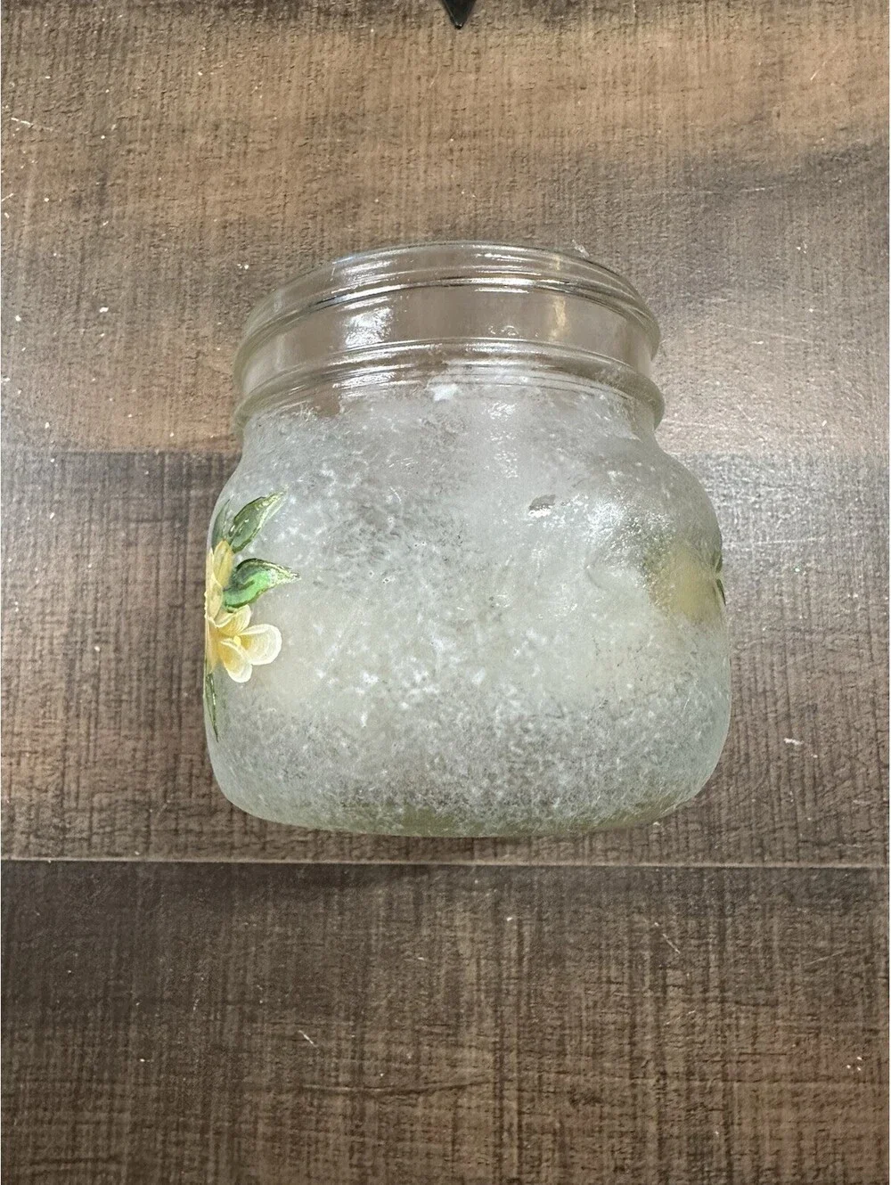 Vintage Hand-Painted Glass Jar with Floral Design